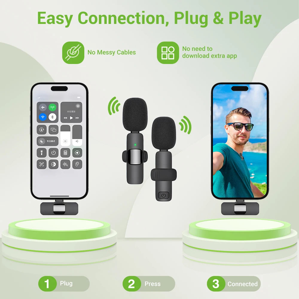 2.4G Wireless Lavalier Microphone – Portable Mini Mic for iPhone, Android, Live Streaming & Gaming
