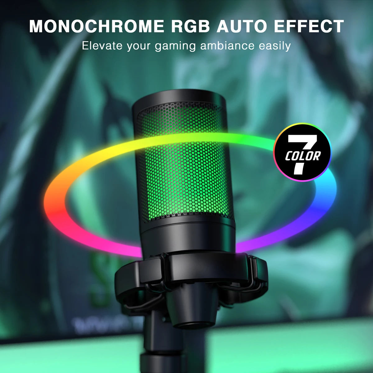 RGB USB Gaming Microphone – Condenser Mic with Touch Mute & Tripod for PC, PS4/PS5 & Laptop Streaming (A2)
