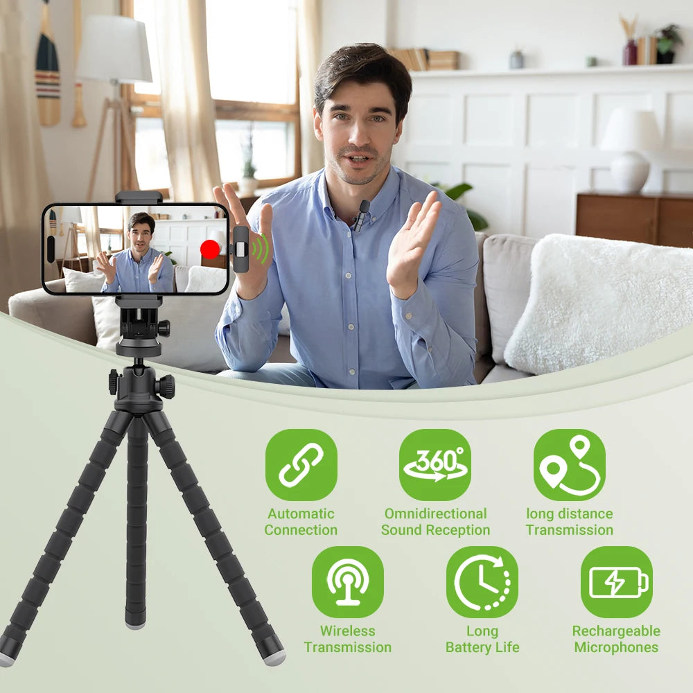 2.4G Wireless Lavalier Microphone – Portable Mini Mic for iPhone, Android, Live Streaming & Gaming