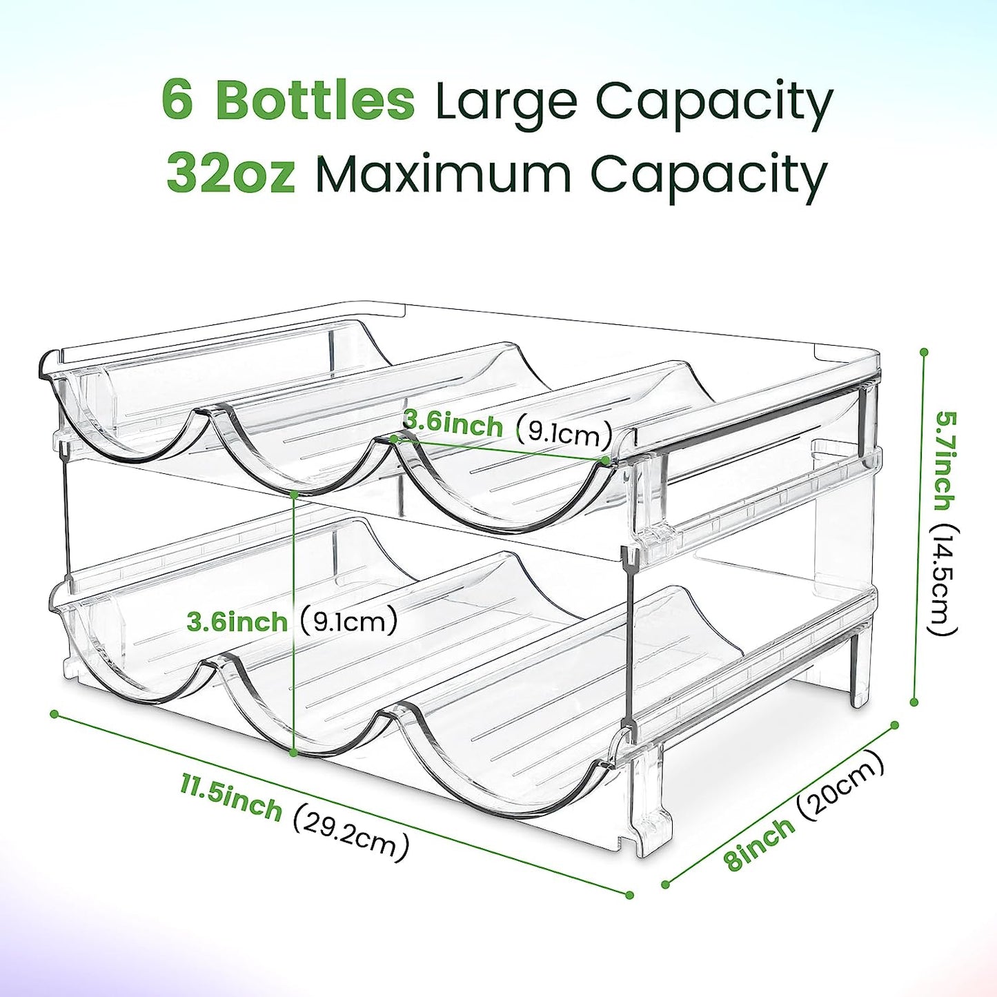 Water Bottle Organizer for Cabinet – Stackable 2-Pack Storage Rack