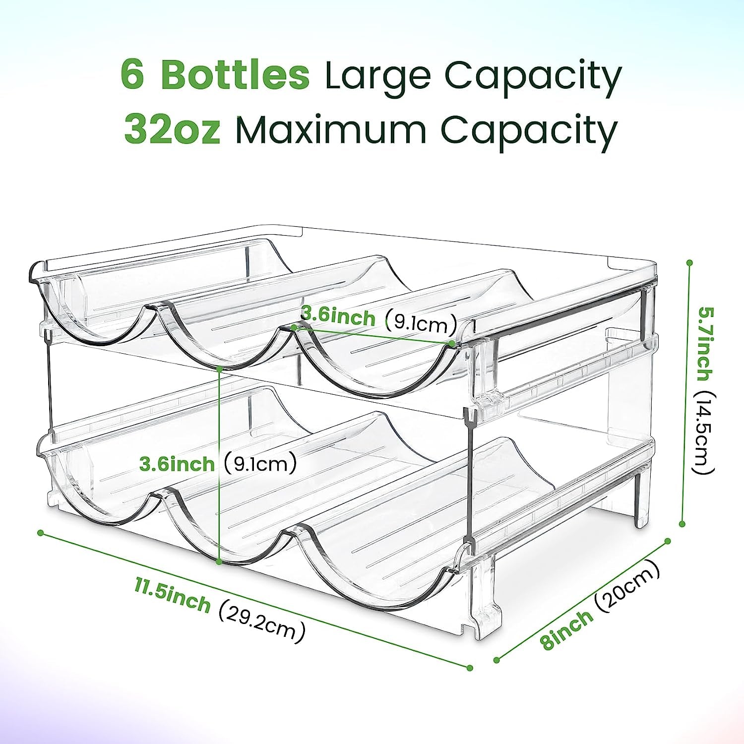 Water Bottle Organizer for Cabinet – Stackable 2-Pack Storage Rack