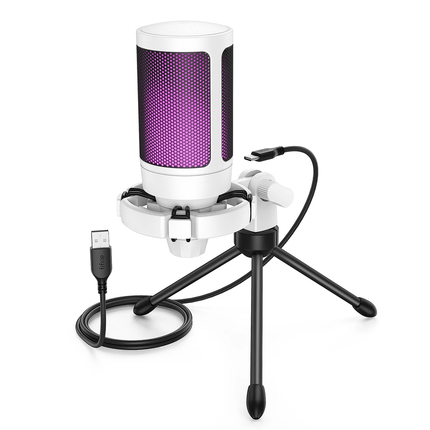 RGB USB Gaming Microphone – Condenser Mic with Touch Mute & Tripod for PC, PS4/PS5 & Laptop Streaming (A2)